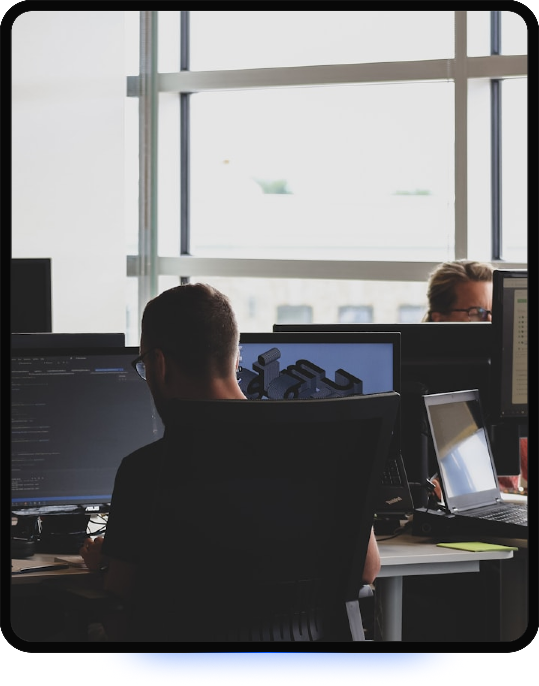 Team working on technology and innovation